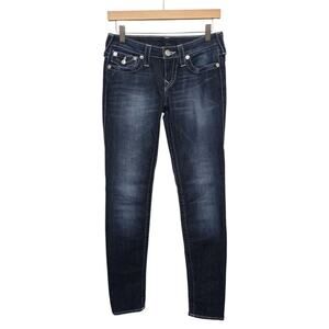 True Religion Skinny Leg Jeans Women's Size 27 Blue Denim‎ Dark Wash 5-Pockets